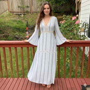 Anthropologie Blue floral boho maxi dress vintage size small